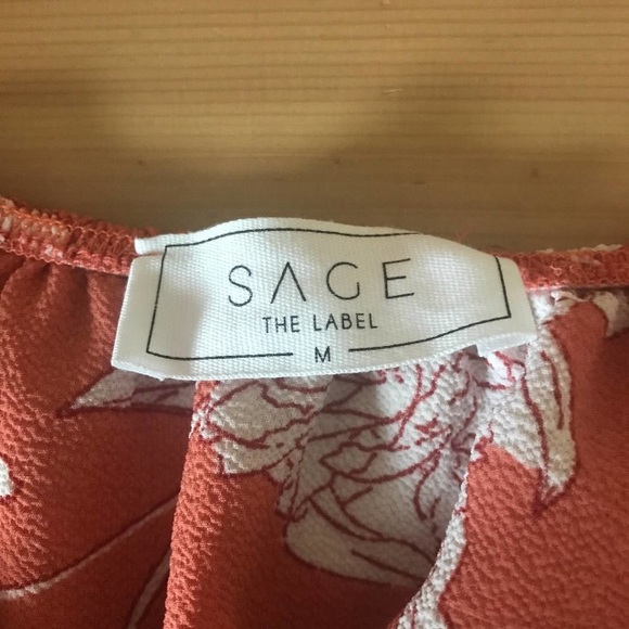 SAGE The Label Floral Off Shoulder Crop Top Size M Ruffle Blouson Tank Top - Picture 3 of 7